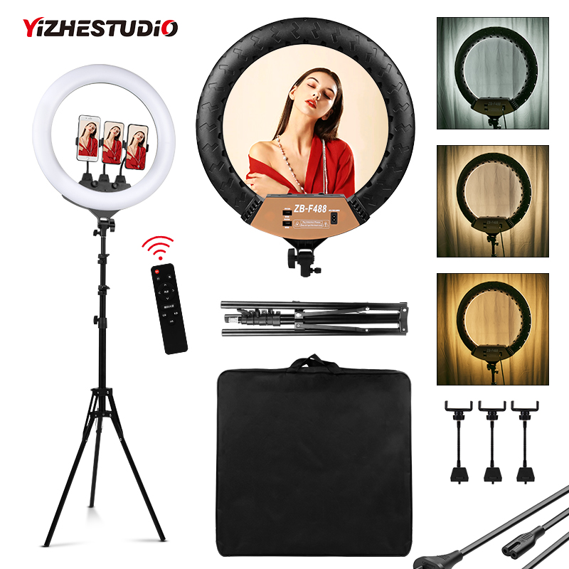 Webcam Ring Light - Lampu cincin 22 inci dapat diredupkan,