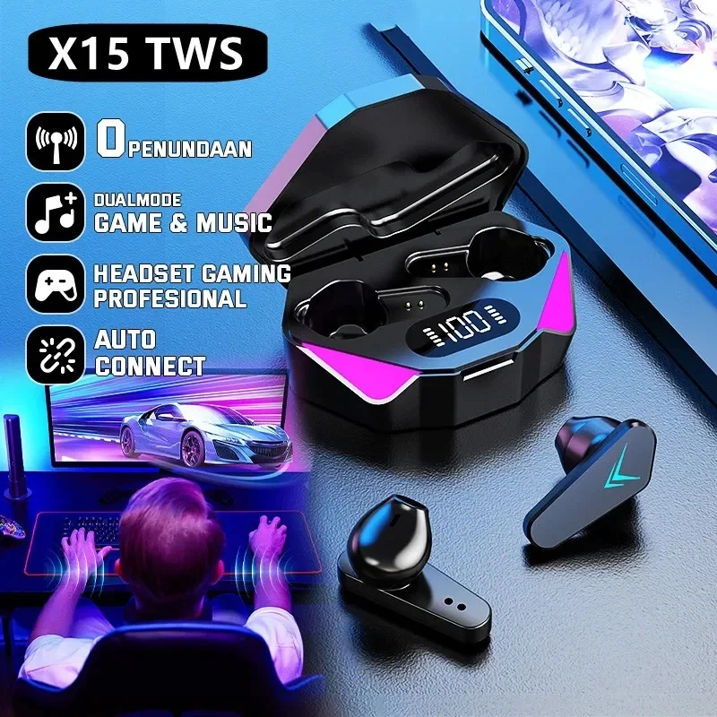 Esports Gaming Phone - Earphone nirkabel TWS 2025, Headphone bluetooth