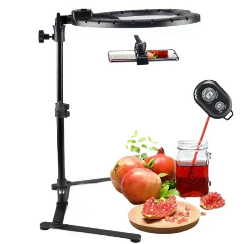Webcam Ring Light - Penyangga Telepon di Atas Meja dengan