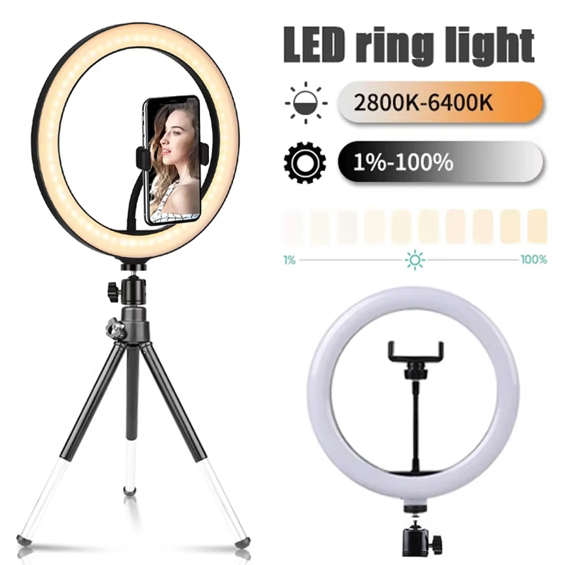 Webcam Ring Light - Lampu Cincin Selfie 10 inci, Lampu