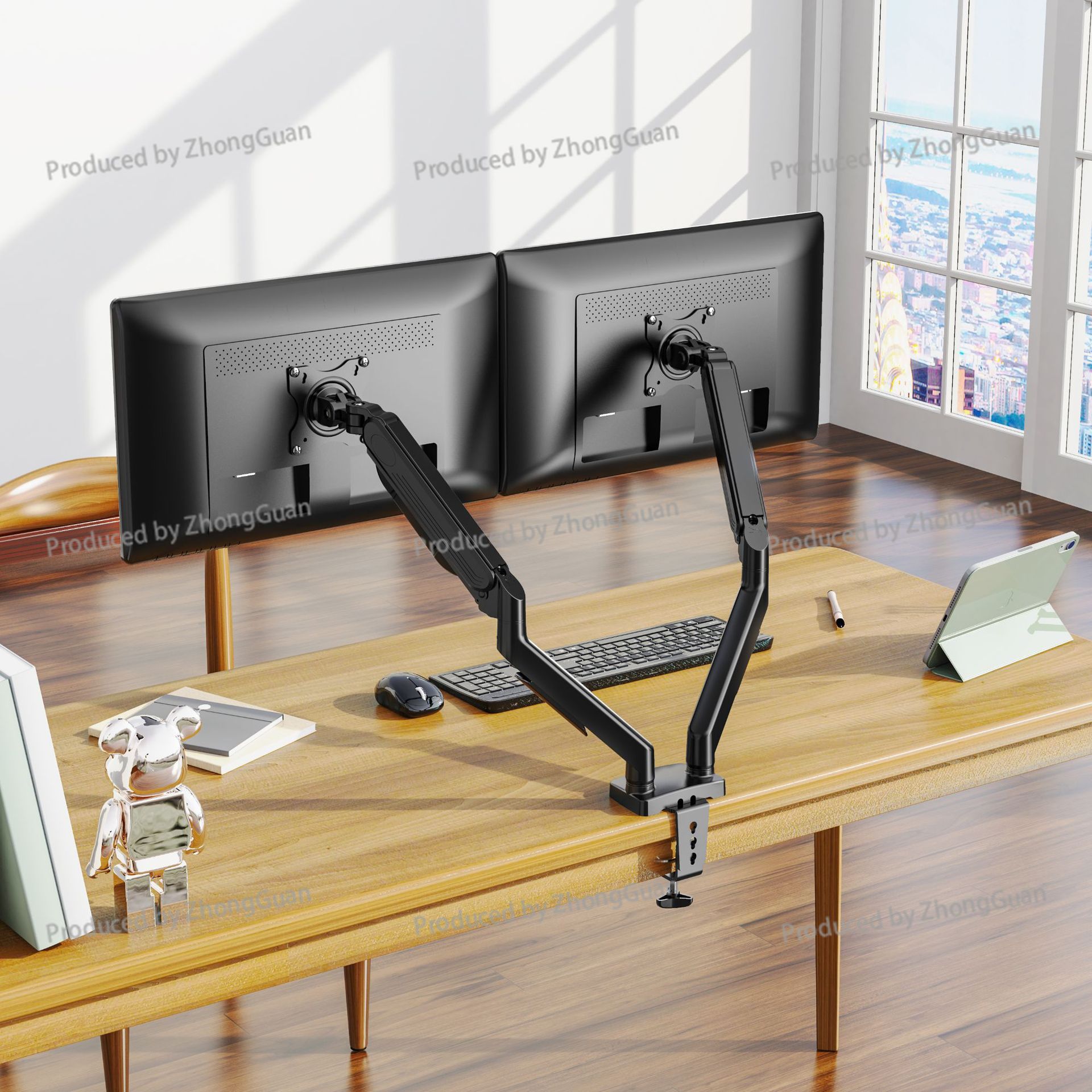 Penyangga Monitor Lengan Ganda - Dual Monitor Stand ulasan dan harga