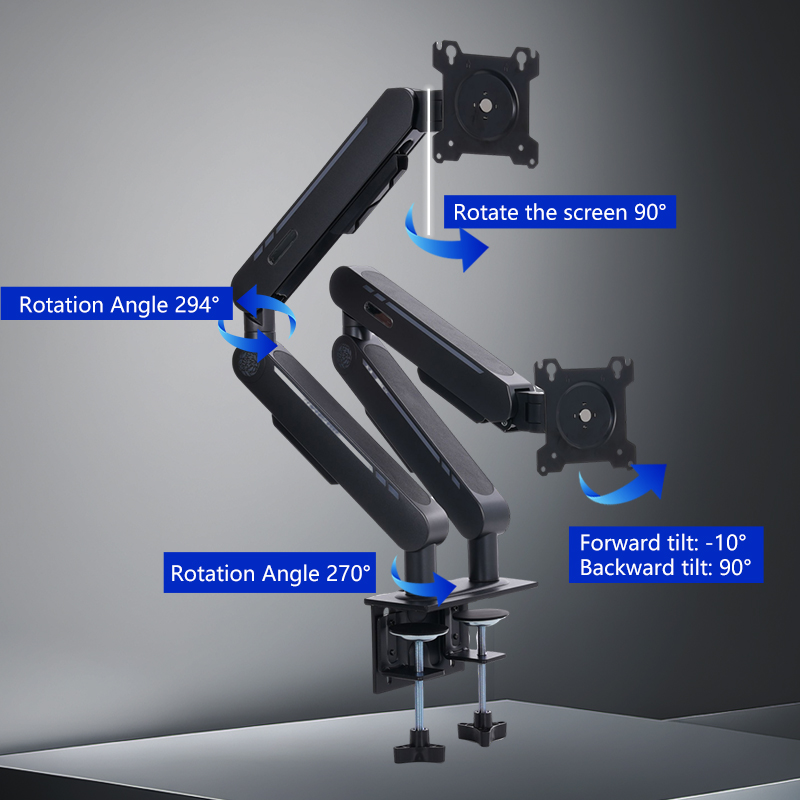 Penyangga Meja dengan Pegas Ga - Dual Monitor Stand ulasan dan harga