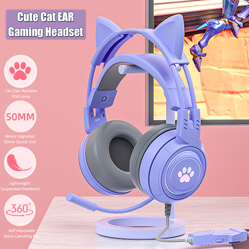 Headphone game telinga kucing  - Esports Gaming Monitor ulasan dan harga
