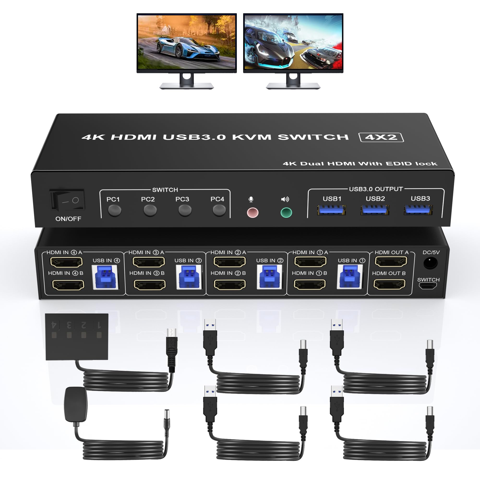 4K USB 3.0 KVM Switch HDMI Mon - Dual Monitor Stand ulasan dan harga